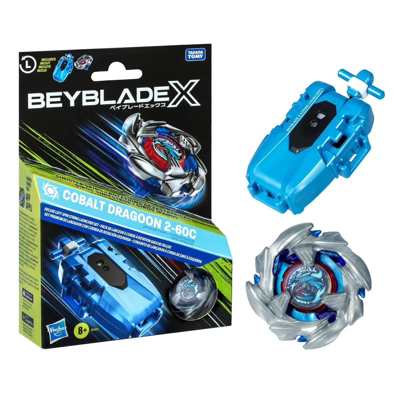 BBX Bey Launcher (String) Left Spin Cobalt Dragon